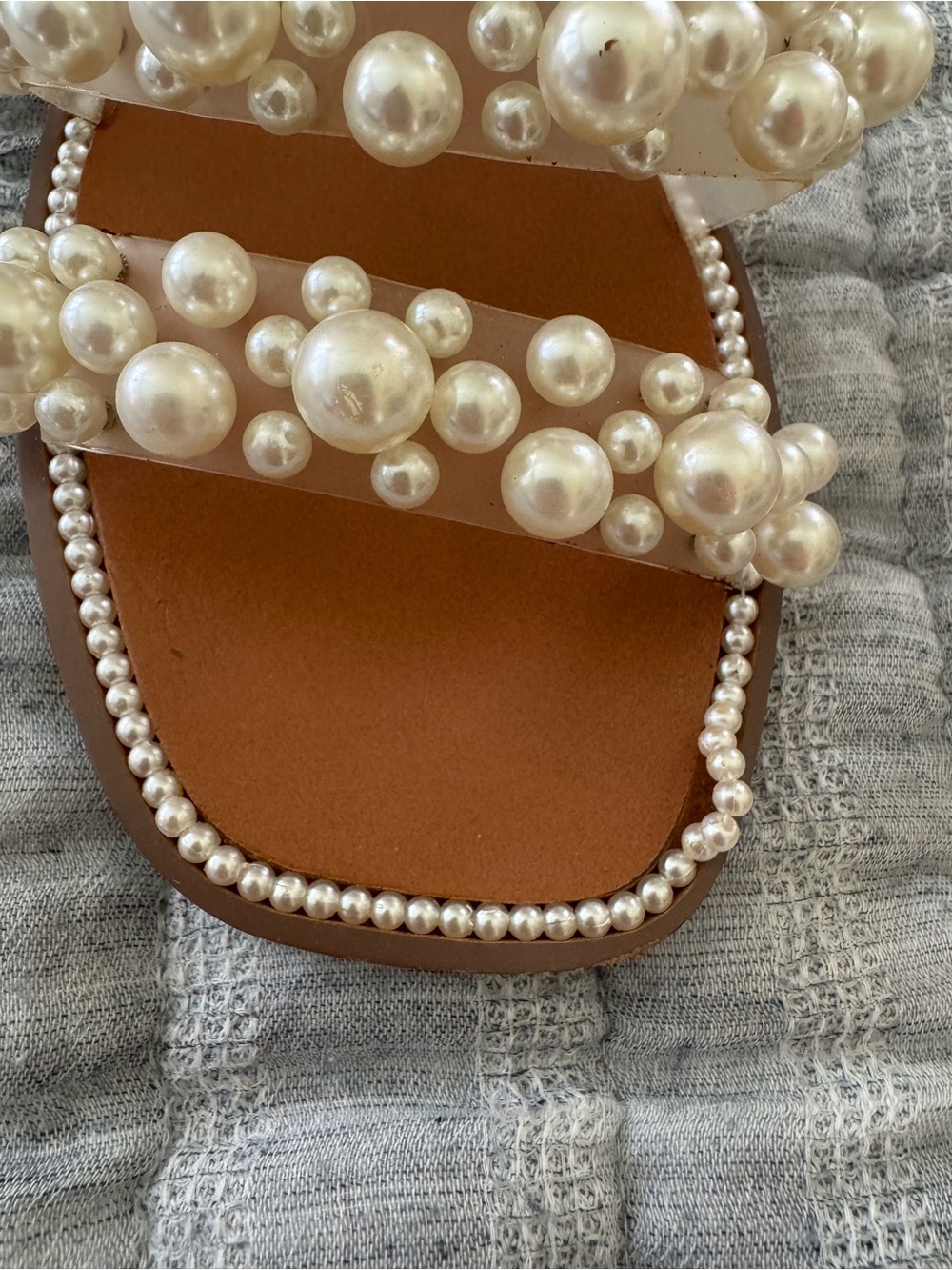 Steve Madden Pearl Embellished Slide Sandals - Picture 4 of 6
